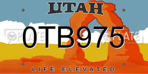 0TB975 Utah License Plate