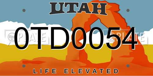0TD0054 Utah License Plate