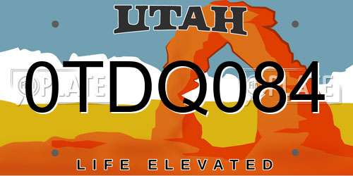 0TDQ084 Utah License Plate