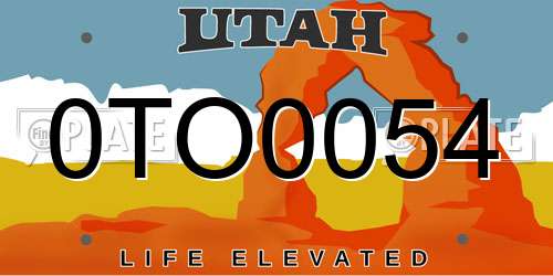 0TO0054 Utah License Plate