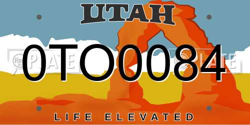 0TO0084 Utah License Plate