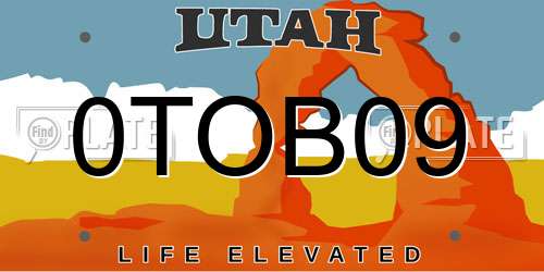 0TOB09 Utah License Plate