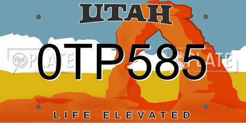 0TP585 Utah License Plate