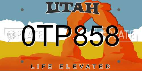0TP858 Utah License Plate