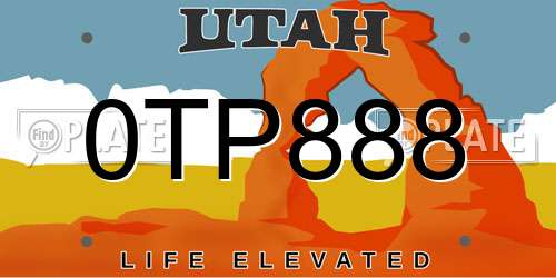 0TP888 Utah License Plate