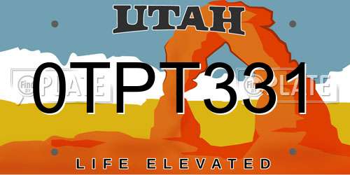 0TPT331 Utah License Plate