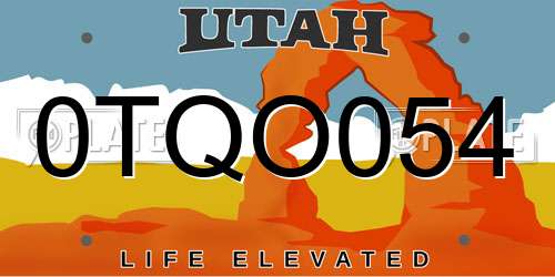 0TQO054 Utah License Plate