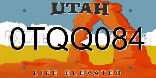 0TQQ084 Utah License Plate
