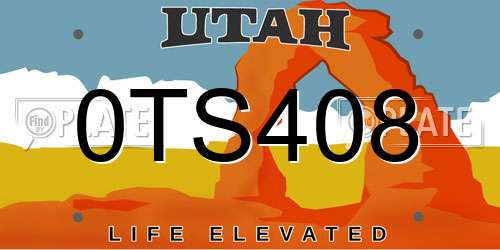 0TS408 Utah License Plate