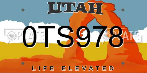 0TS978 Utah License Plate