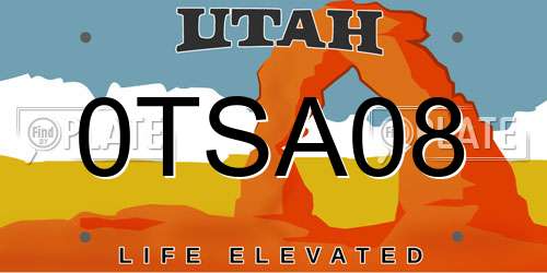 0TSA08 Utah License Plate