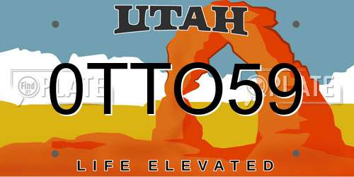 0TTO59 Utah License Plate