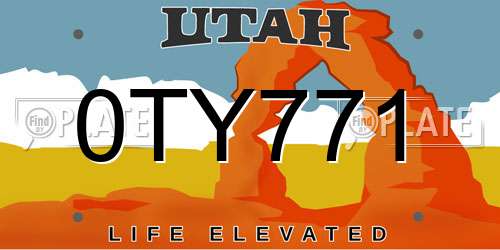 0TY771 Utah License Plate