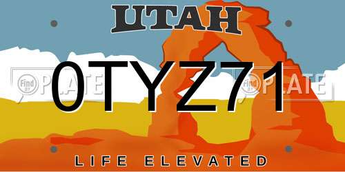 0TYZ71 Utah License Plate