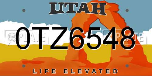0TZ6548 Utah License Plate