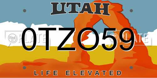 0TZO59 Utah License Plate