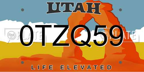 0TZQ59 Utah License Plate