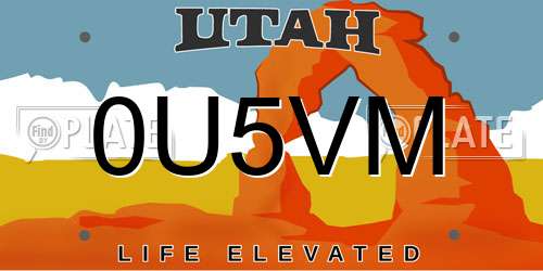 0U5VM Utah License Plate