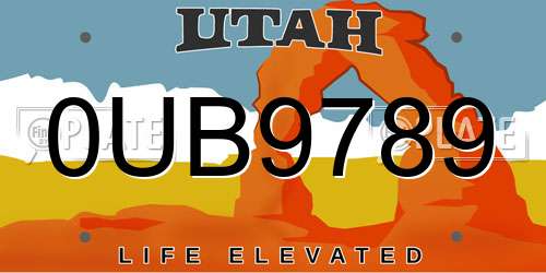 0UB9789 Utah License Plate