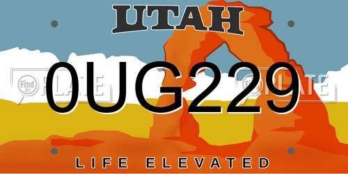 0UG229 Utah License Plate