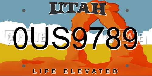 0US9789 Utah License Plate