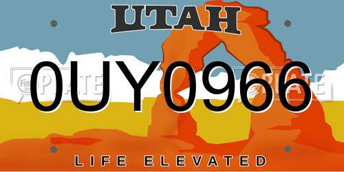 0UY0966 Utah License Plate