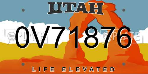 0V71876 Utah License Plate