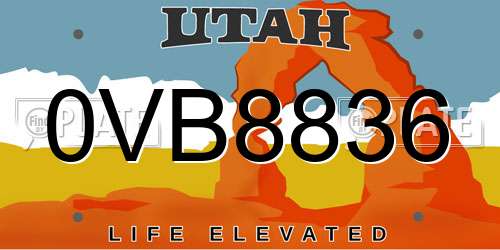 0VB8836 Utah License Plate