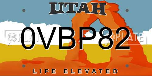 0VBP82 Utah License Plate
