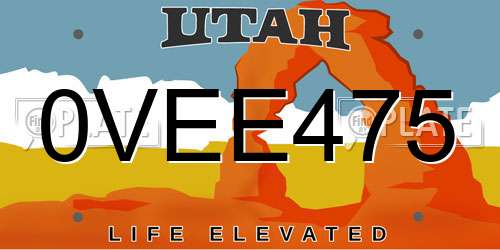 0VEE475 Utah License Plate