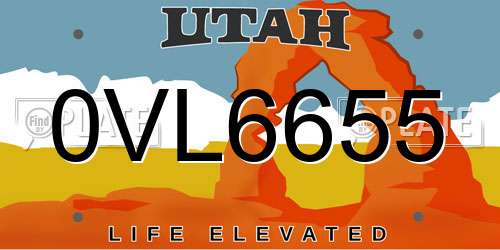 0VL6655 Utah License Plate