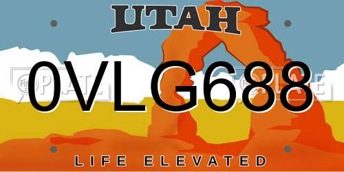 0VLG688 Utah License Plate