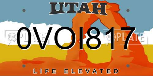 0VOI817 Utah License Plate