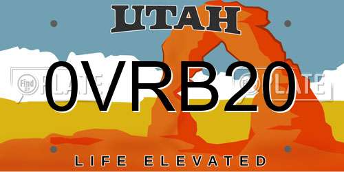 0VRB20 Utah License Plate