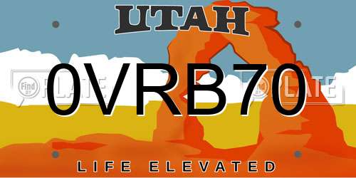 0VRB70 Utah License Plate