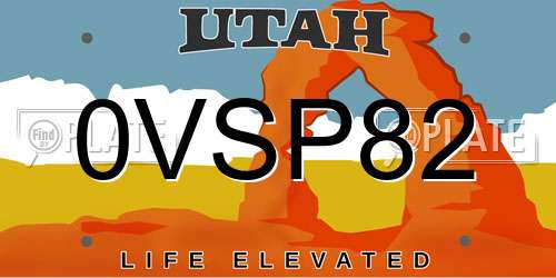 0VSP82 Utah License Plate