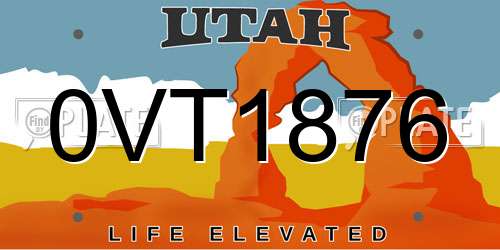 0VT1876 Utah License Plate