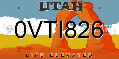 0VTI826 Utah License Plate