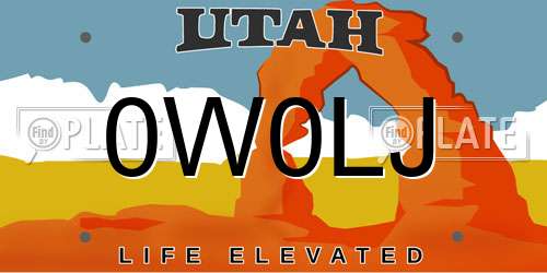 0W0LJ Utah License Plate
