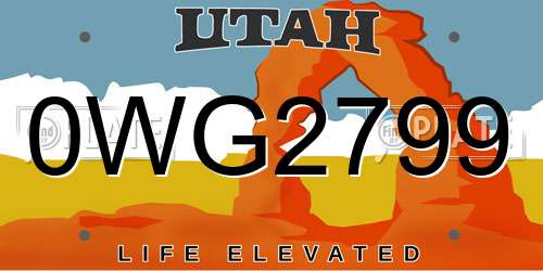 0WG2799 Utah License Plate