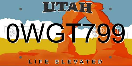 0WGT799 Utah License Plate