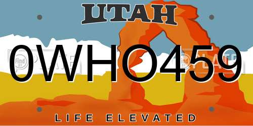 0WHO459 Utah License Plate