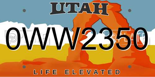 0WW2350 Utah License Plate