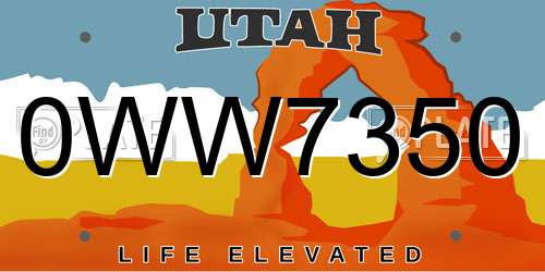 0WW7350 Utah License Plate