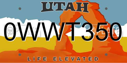 0WWT350 Utah License Plate
