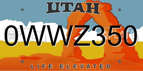 0WWZ350 Utah License Plate