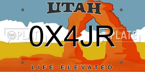 0X4JR Utah License Plate