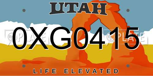 0XG0415 Utah License Plate