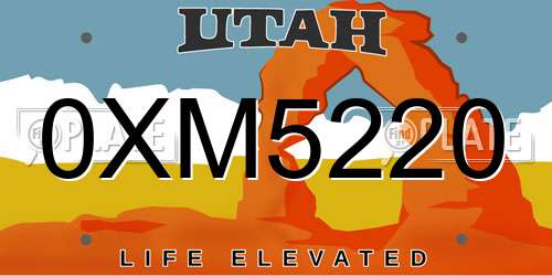 0XM5220 Utah License Plate