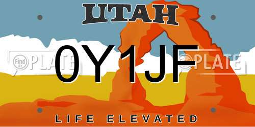 0Y1JF Utah License Plate